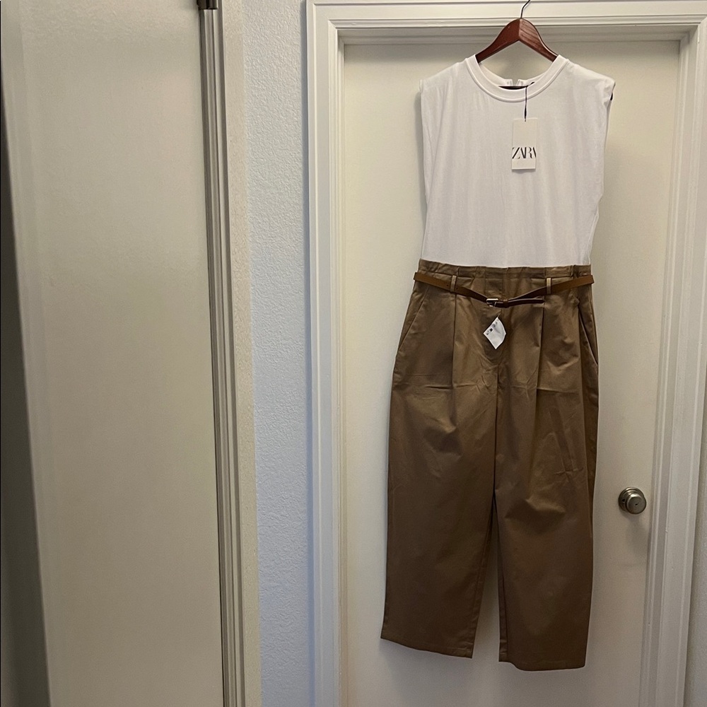 NWT Zara mixed poplin jumpsuit.